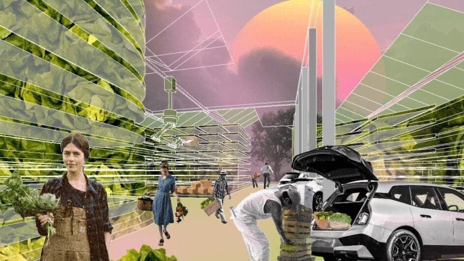 Design concept for the future of petrol stations and turn them into urban green farms