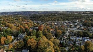 Urban view of Sheffield with trees