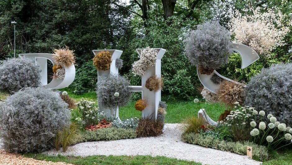 RHS Letters decorated for the 2023 RHS Chelsea Flower Show