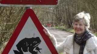 Margaret Cooper at toad crossing in Nottingham