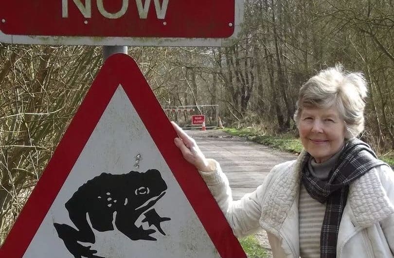 Margaret Cooper at toad crossing in Nottingham