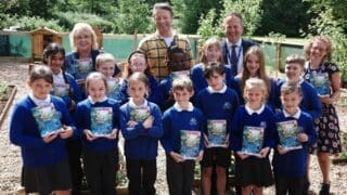 Jamie Oliver opening the newly renovated garden at Great Bradfords Junior School in Braintree, Essex