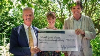 Linda Lane, Managing Director of Griffin Glasshouses, National Garden Scheme Chairman, Rupert Tyler and Tom Stuart-Smith designer of the RHS Chelsea National Garden Scheme Garden