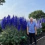 Colin Parton with his National Plant Collection of Delphinium elatum at Delph Cottage Garden in West Yorkshire.