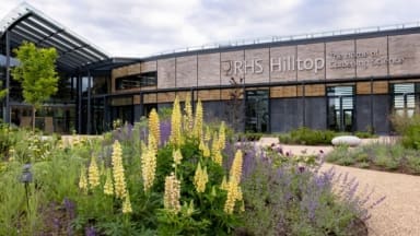 RHS Hilltop - the Home of Gardening Science. The Wellbeing Garden at RHS Garden Wisley, June 2021.