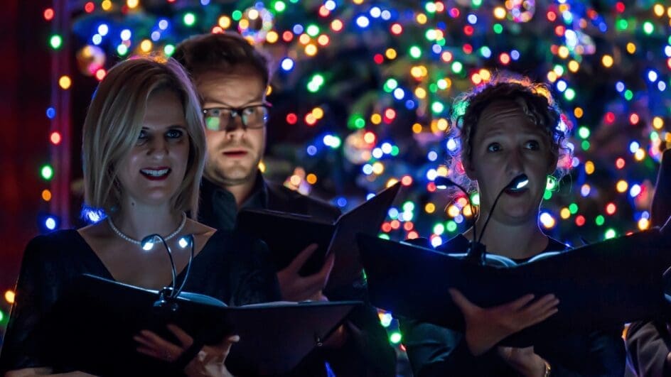 Choir singing in Horatio's Gardens Christmas Carol Concerts.