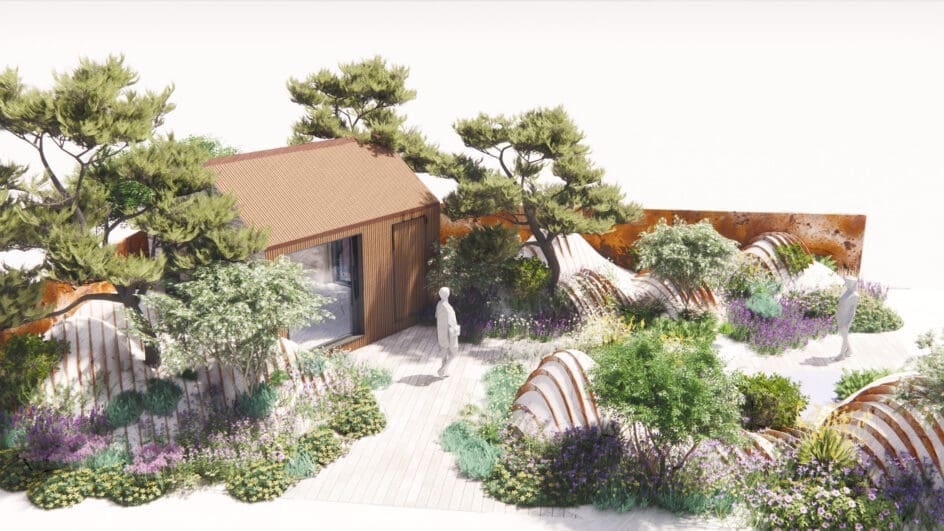 The RHS Chelsea 2025 Hospitalfield Arts Garden visual designed by Nigel Dunnett