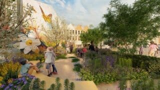 Artist impression of ‘The Maindee Unlimited: Greening Maindee Gateway Garden’ by Emily Crowley-Wroe for RHS Malvern Spring Festival 2025