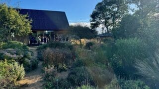 Serge Hill Gardens, with a view to the Apple House from the Plant Library