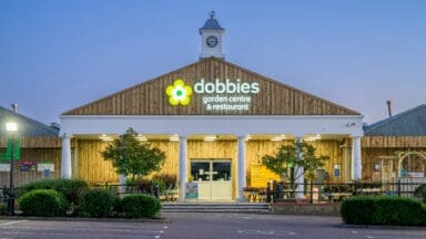 Newly refurbished facade of Dobbies in Brighton