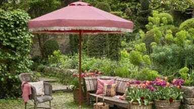 Pink parasol for outdoor furniture made by ODD