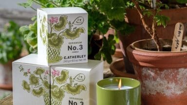 C.Atherley's new scent Geranium 3 in a hand cream and candle