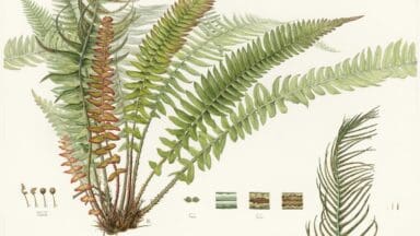 Blechnum fern drawn by Laura Silburn