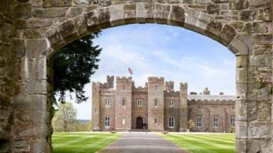 Scone Palace in Scotland seen through the Ancient Archway Short Crop