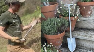 Sid Hill and the new Thornett Trowel made by Sneeboer