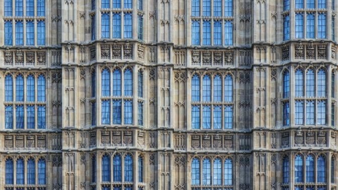 Westminster facade of windows