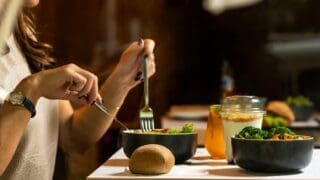 person eating at a restaurant