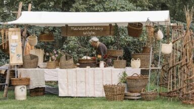 Basket maker stall at the Artisan Plant Market at the De Wiersse Estate