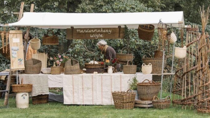 Basket maker stall at the Artisan Plant Market at the De Wiersse Estate