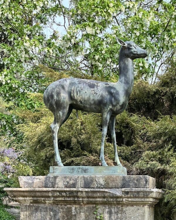 Stolen statues from Iford Manor. Bronze Fawn
