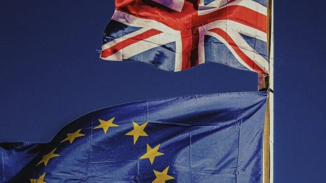 EU and UK flags flying