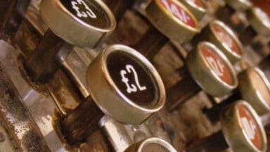 details on an old cash register