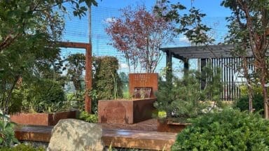 Image of the RHS Malvern gold medal winning flood-resilient Rain Garden has been permanently relocated to Coppermill Primary School in Walthamstow, London.