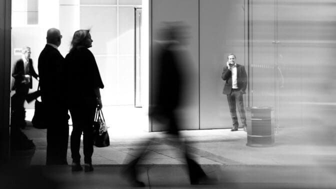 People walking to work and/or building