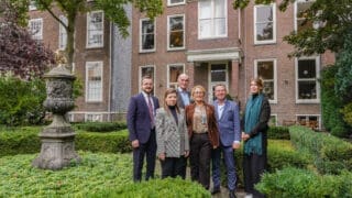 Ömer İlhan, Ambassadeur Fatma Ceren Yazgan, Mark-Jan Terwindt, Pinar Bilgen Ermis, Arjan Smit, Nova Mesman in the Turkish embassy in The Hague, Netherlands