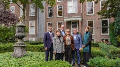 Ömer İlhan, Ambassadeur Fatma Ceren Yazgan, Mark-Jan Terwindt, Pinar Bilgen Ermis, Arjan Smit, Nova Mesman in the Turkish embassy in The Hague, Netherlands